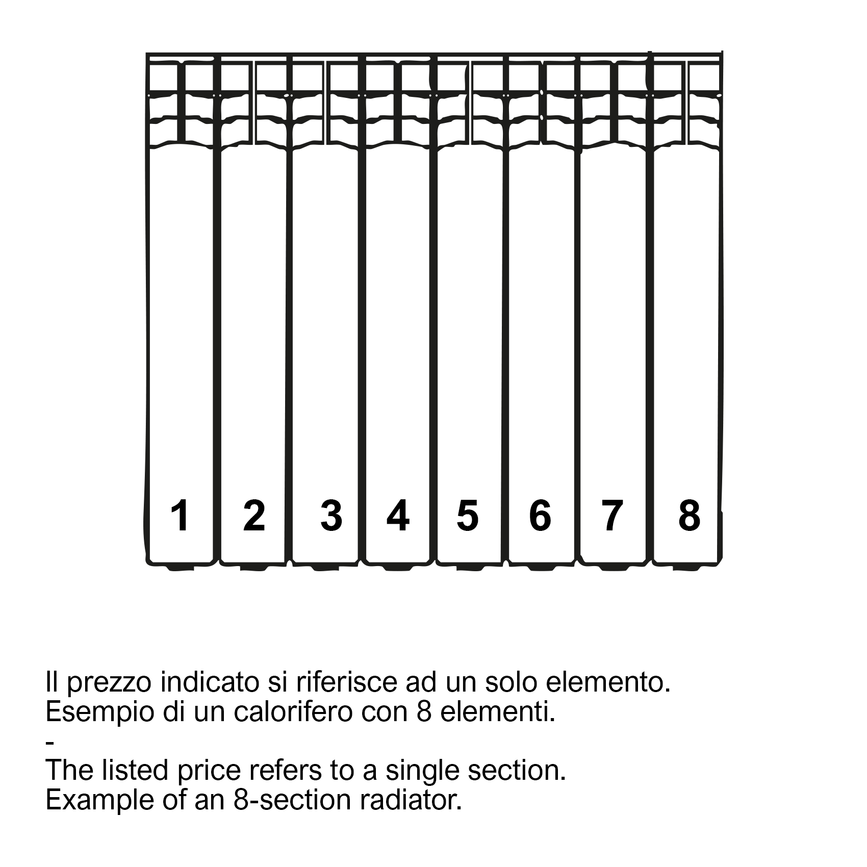 Radiateur en aluminium Ferroli PROTEO, hauteur 450 mm, entraxe 350 mm, prix unitaire