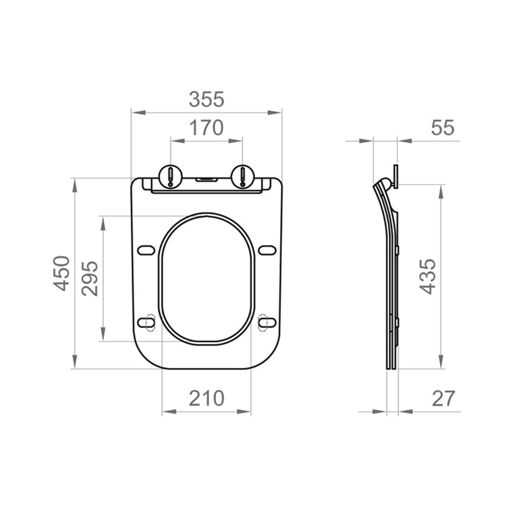 Abattant de toilette WAVE en thermodurcissable à fermeture douce - Pour toilettes sur pied - Ponsi