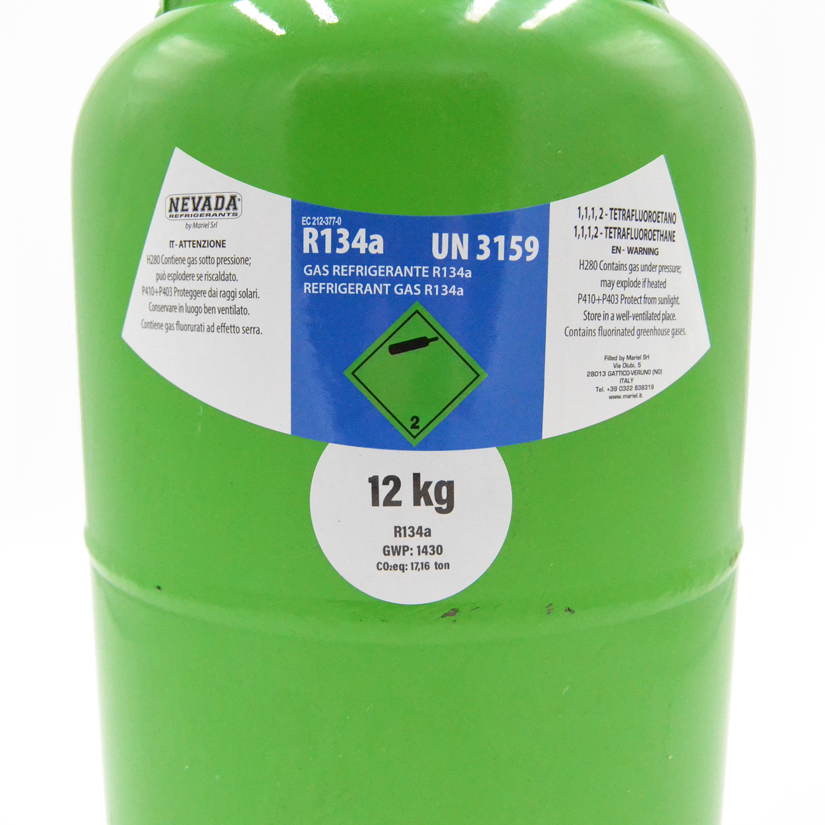 Bouteille de gaz R134a de 12 kg net - réfrigération et climatisation automobile