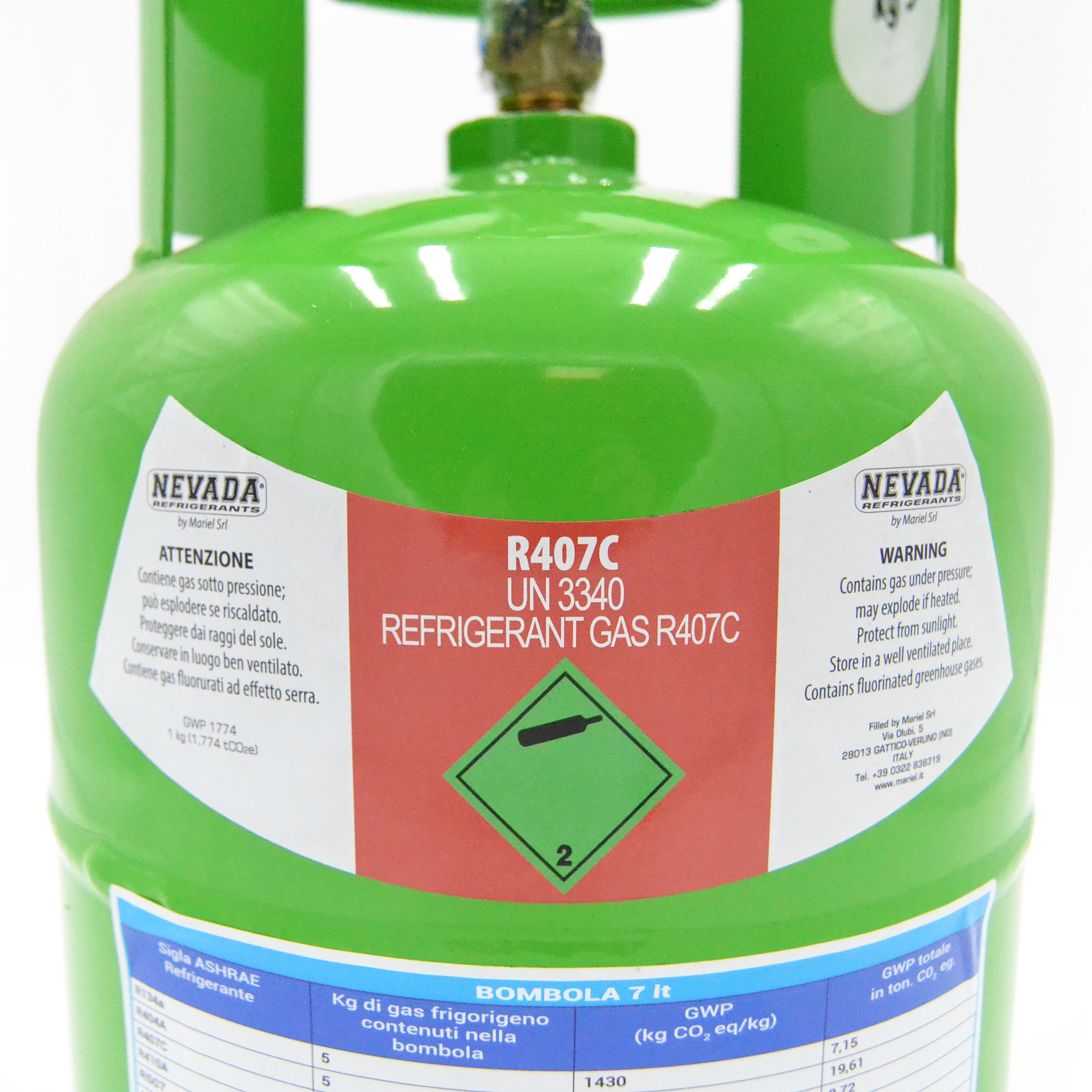 Bouteille de gaz R407C - 5 kg net - fluide frigorigène pour climatisation