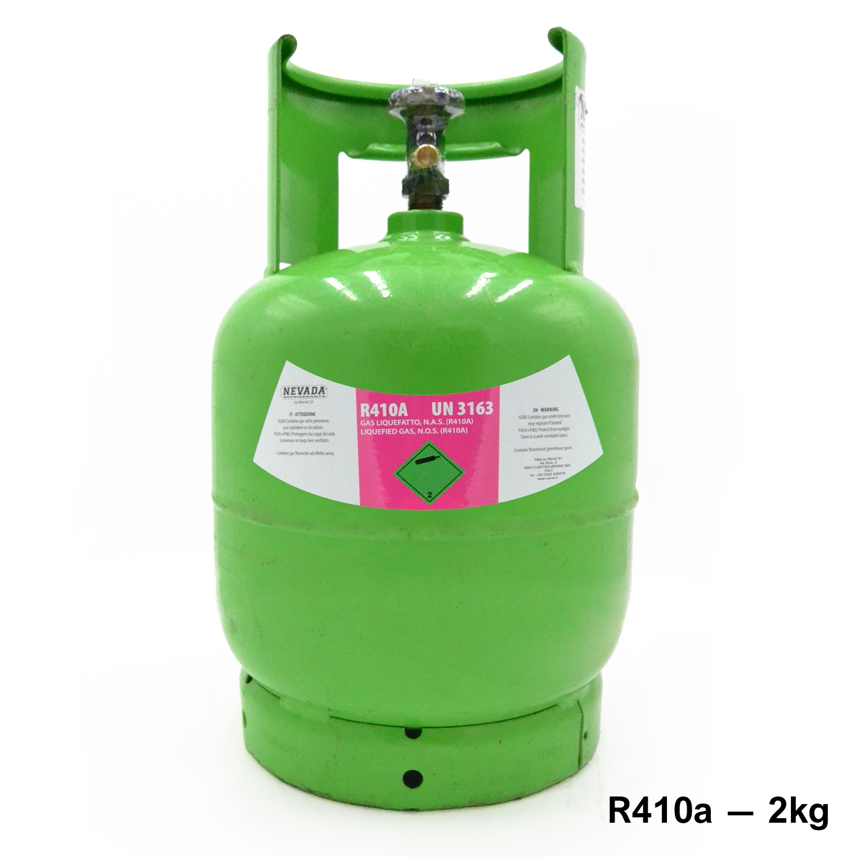 Bouteille de gaz R410A avec robinet de remplissage - 2 kg net - fluide frigorigène pour climatisation