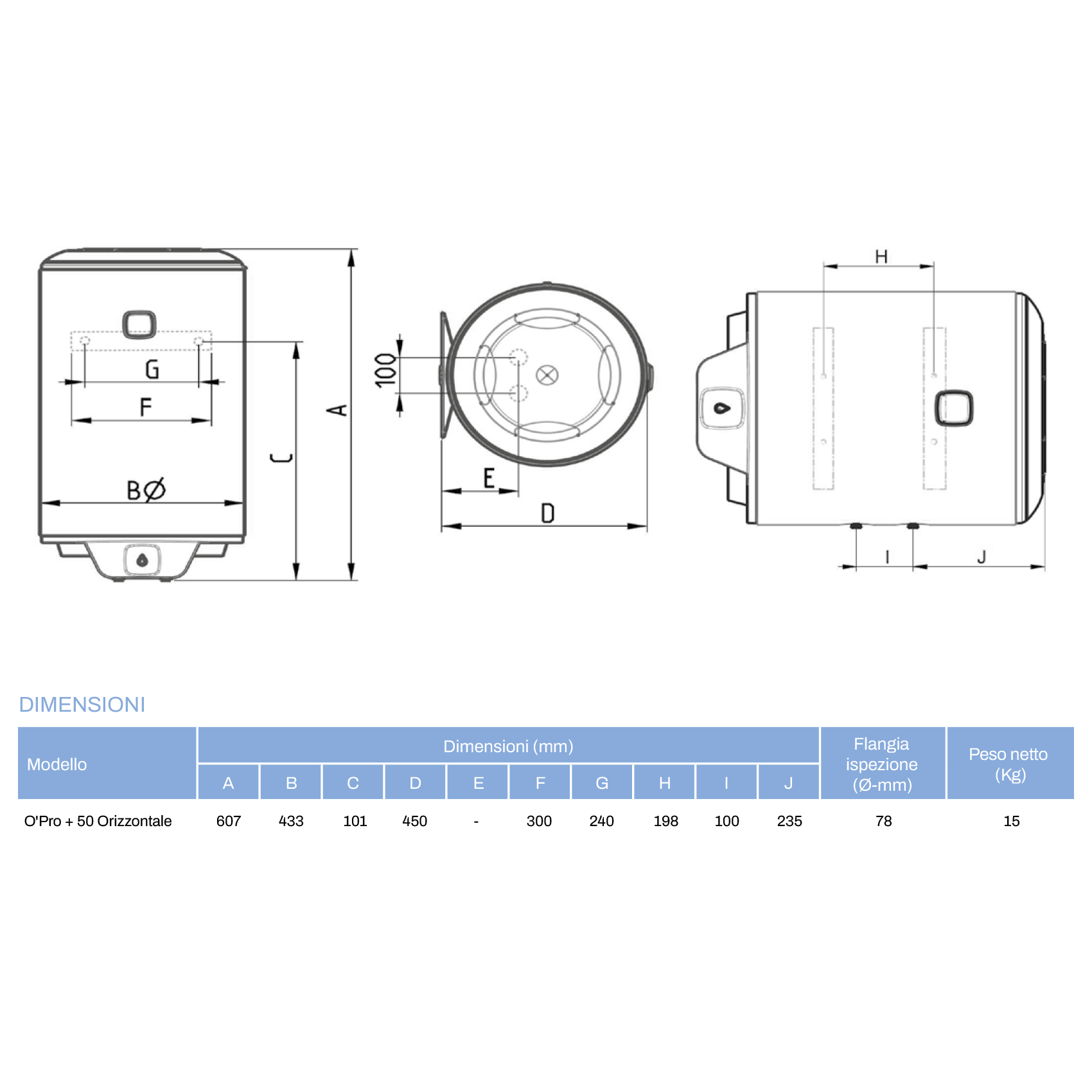 Chauffe-eau électrique horizontal ATLANTIC O'Pro 50L 1,5 kW