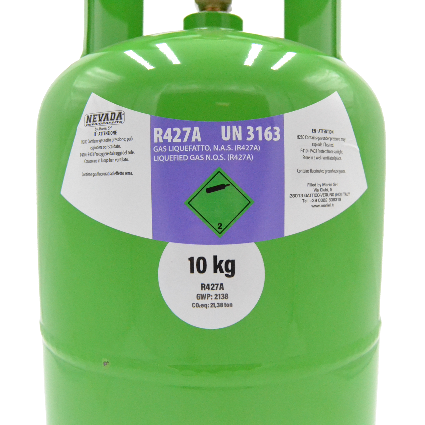 Bouteille de gaz R427A Forane - 10 kg net, substitut de gaz R22 à faible PRG