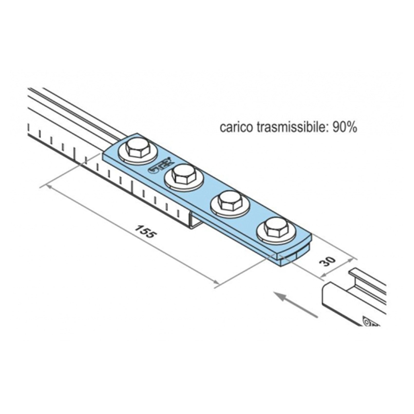 OTER - Plaque de connexion pour profilés légers 30x15 - 32x20, avec fixations incluses