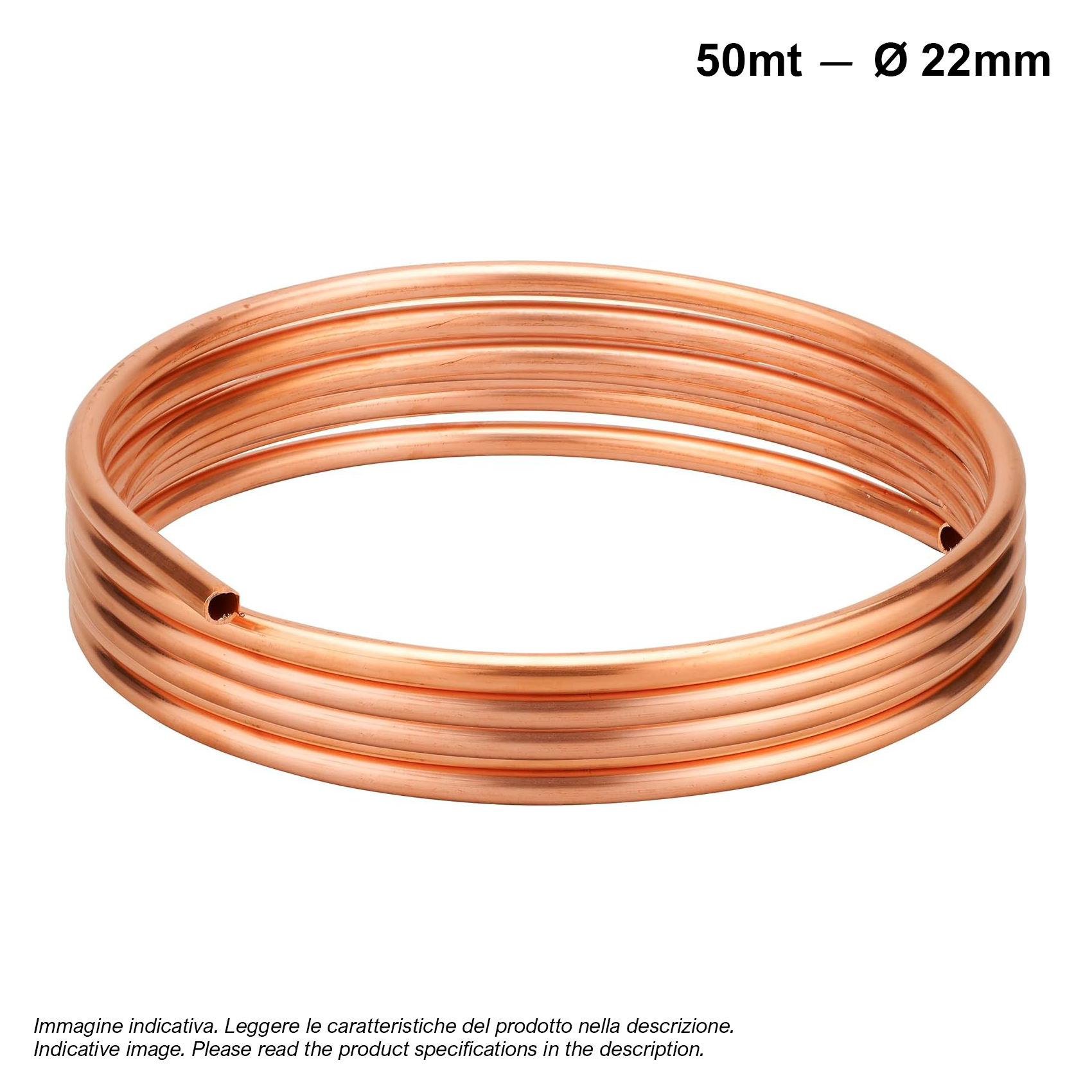 50 m coil of annealed copper pipe, Ø 22 mm - refrigeration