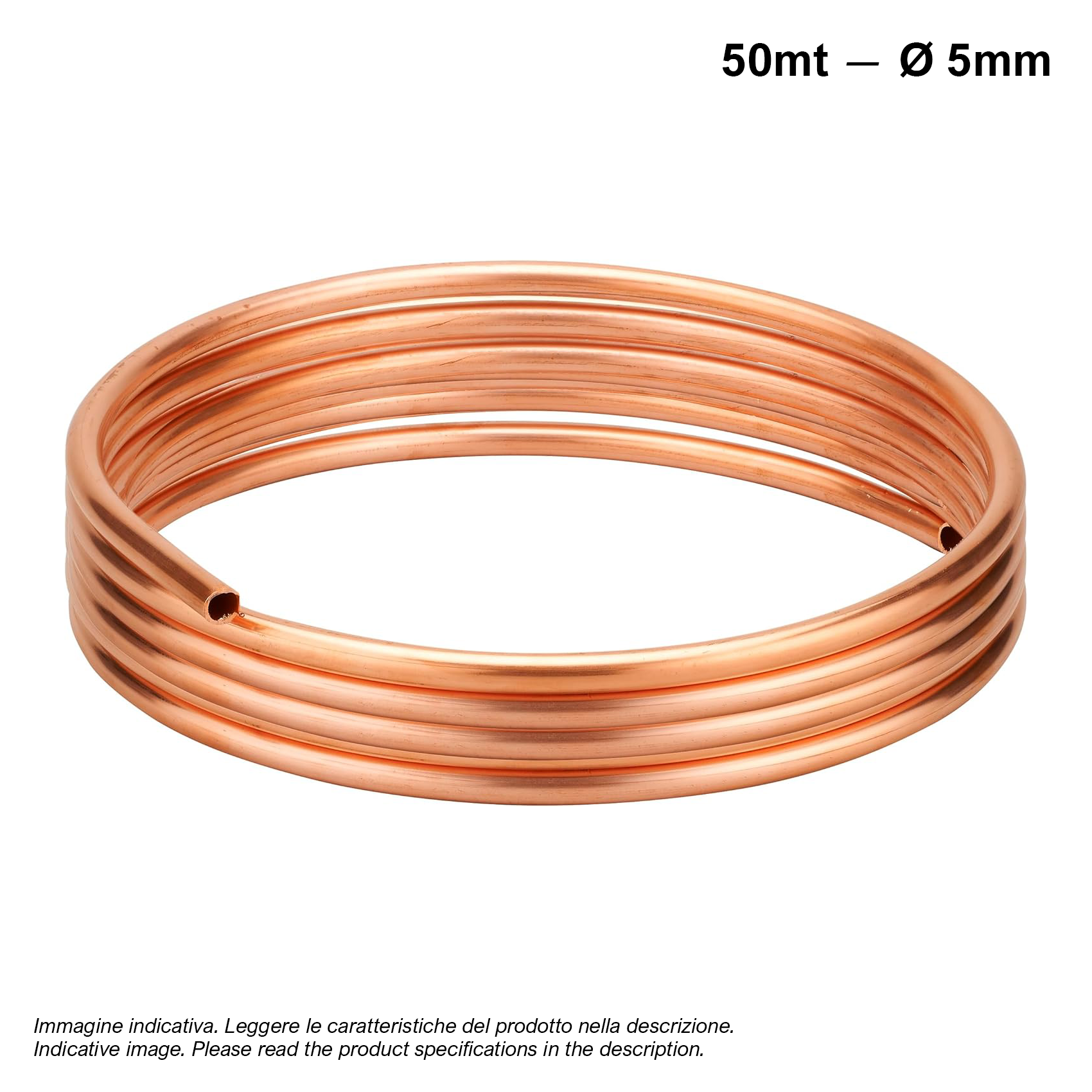 50m coil of annealed copper tubing, Ø 5 mm - for refrigeration