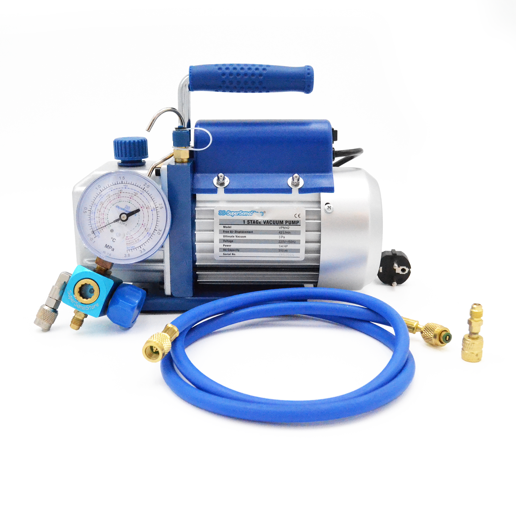 Kit de charge et de mise sous vide - Pompe 42 l/min - Manomètre R32 R410A R407C R134A - Tuyau