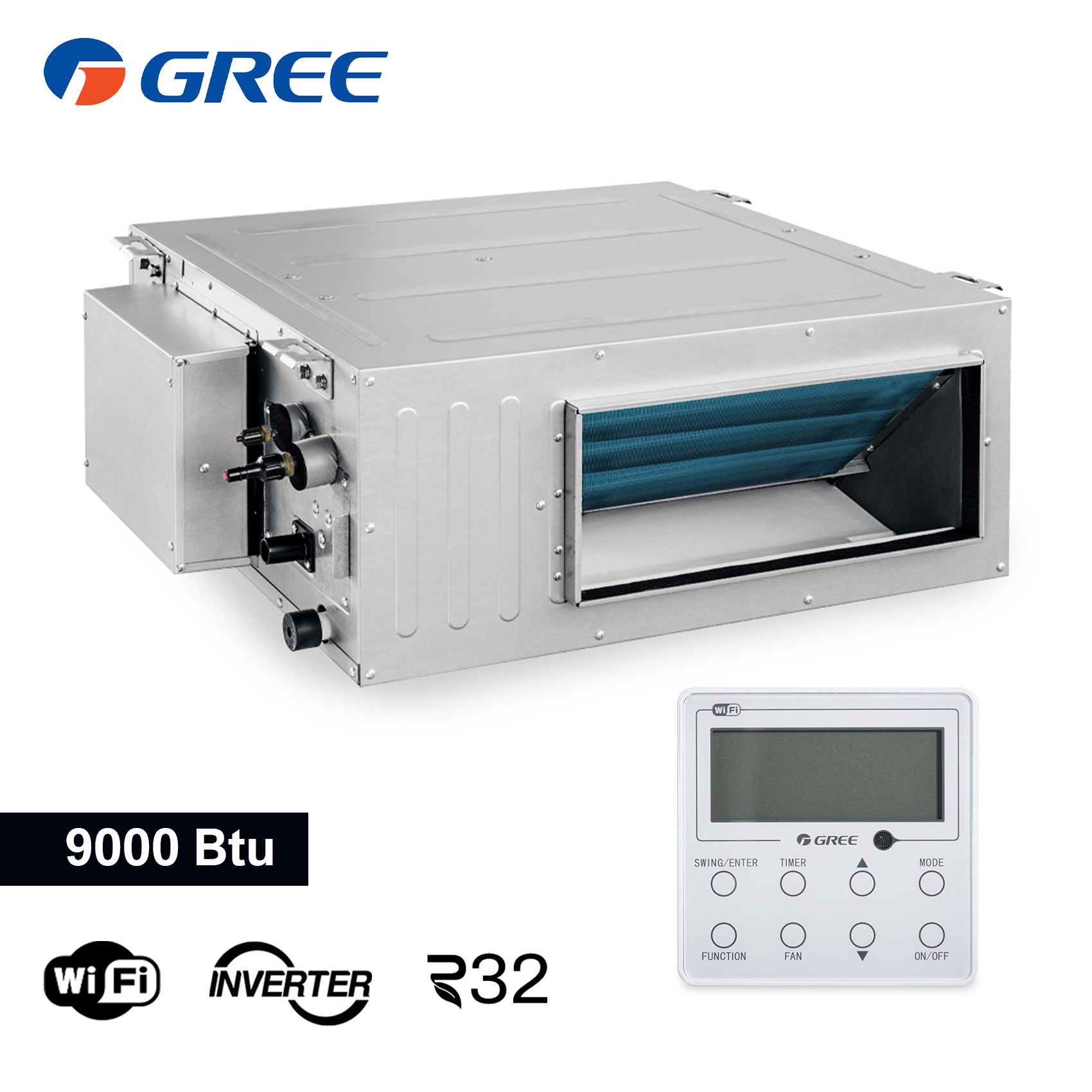 Unité intérieure gainable Gree 9000 Btu R32 - commande murale avec WiFi (GREE10191)