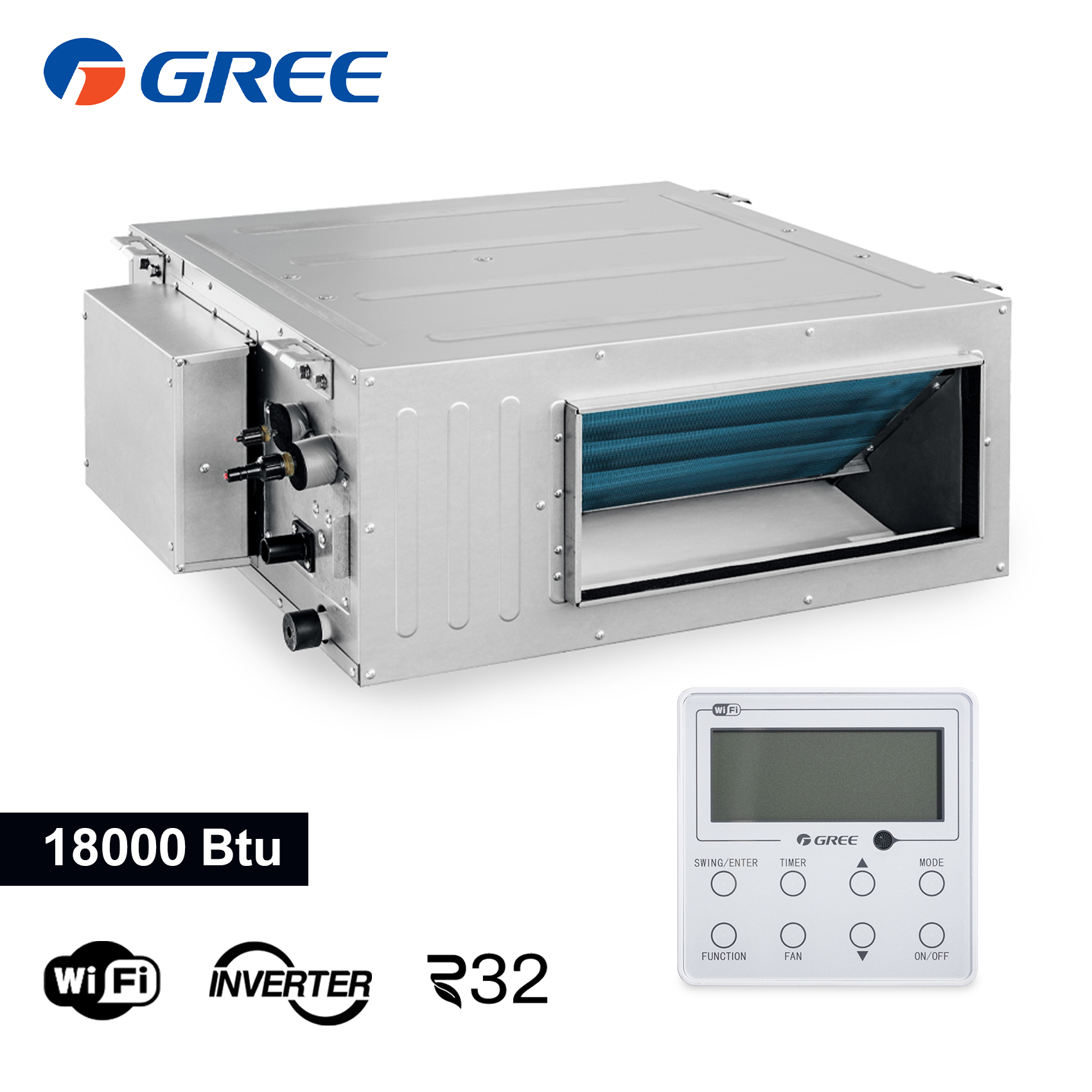 Unité intérieure gainable Gree 18000 Btu R32 - commande murale avec WiFi (GREE10193)