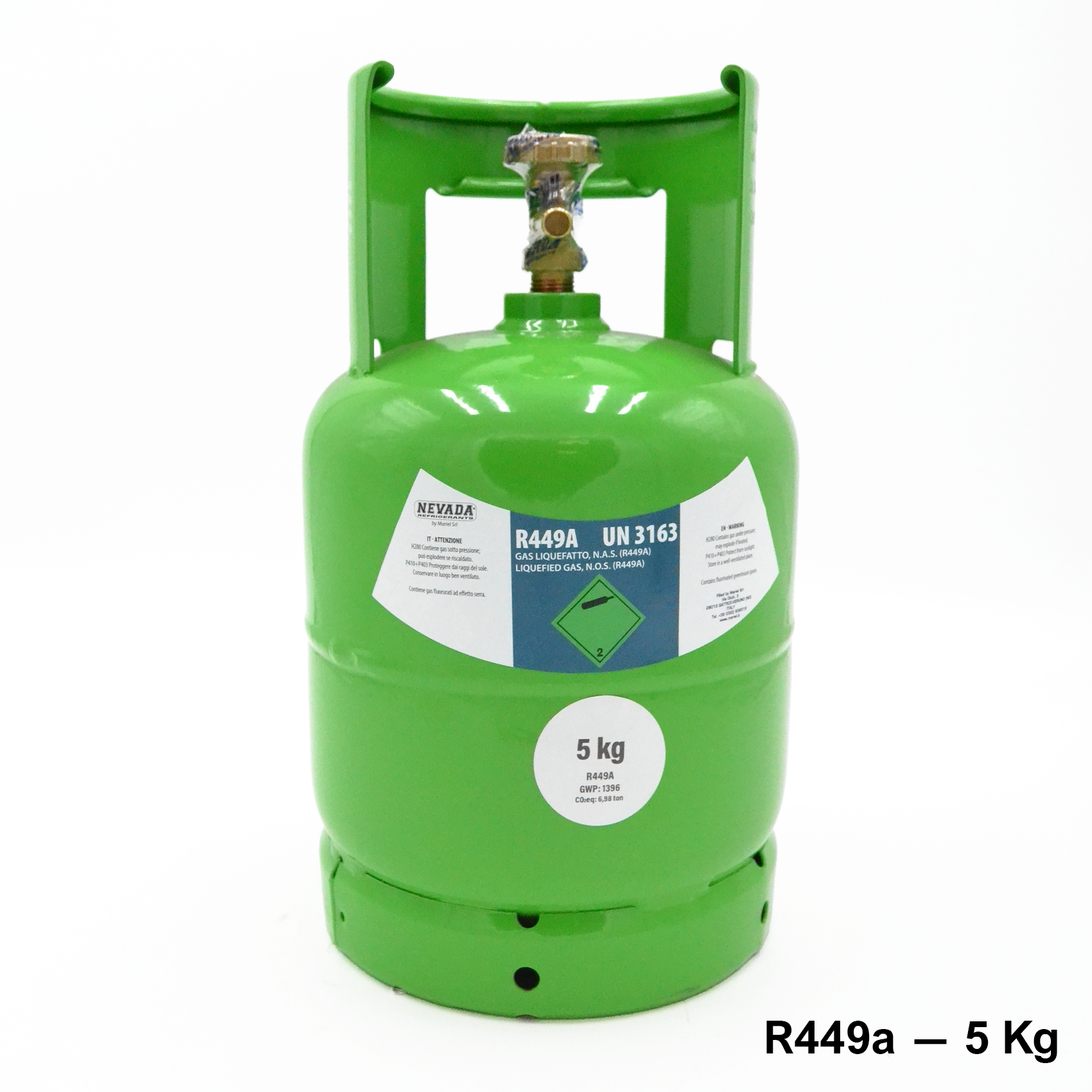Bouteille de gaz R449A - 5 kg net - remplacement à faible PRG pour le R404A et le R507