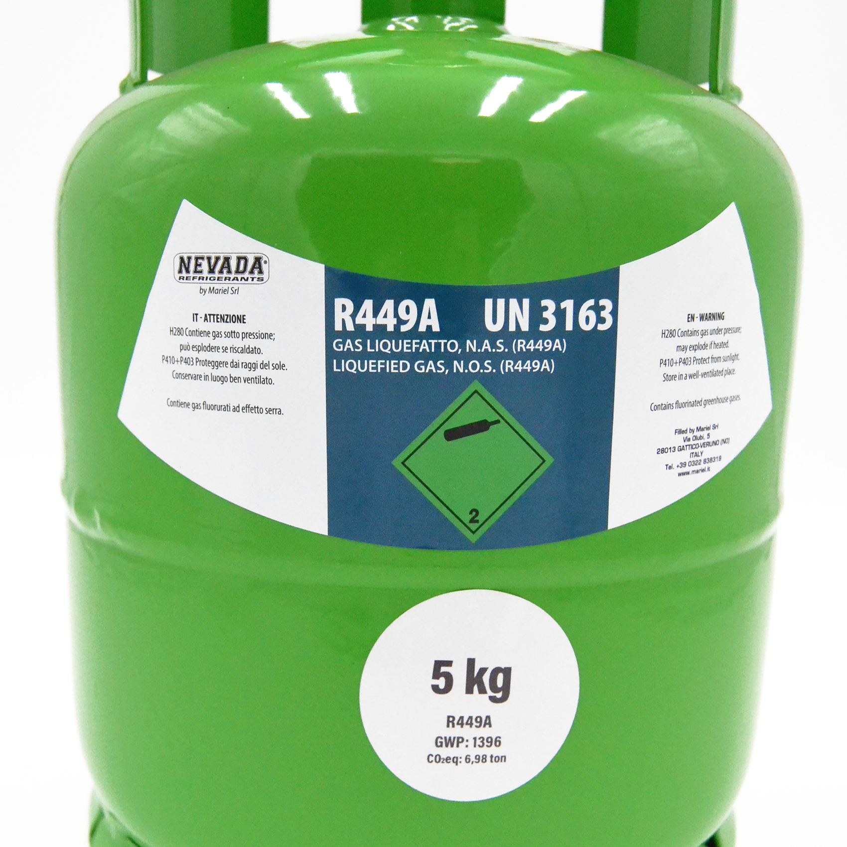 Bouteille de gaz R449A - 5 kg net - remplacement à faible PRG pour le R404A et le R507