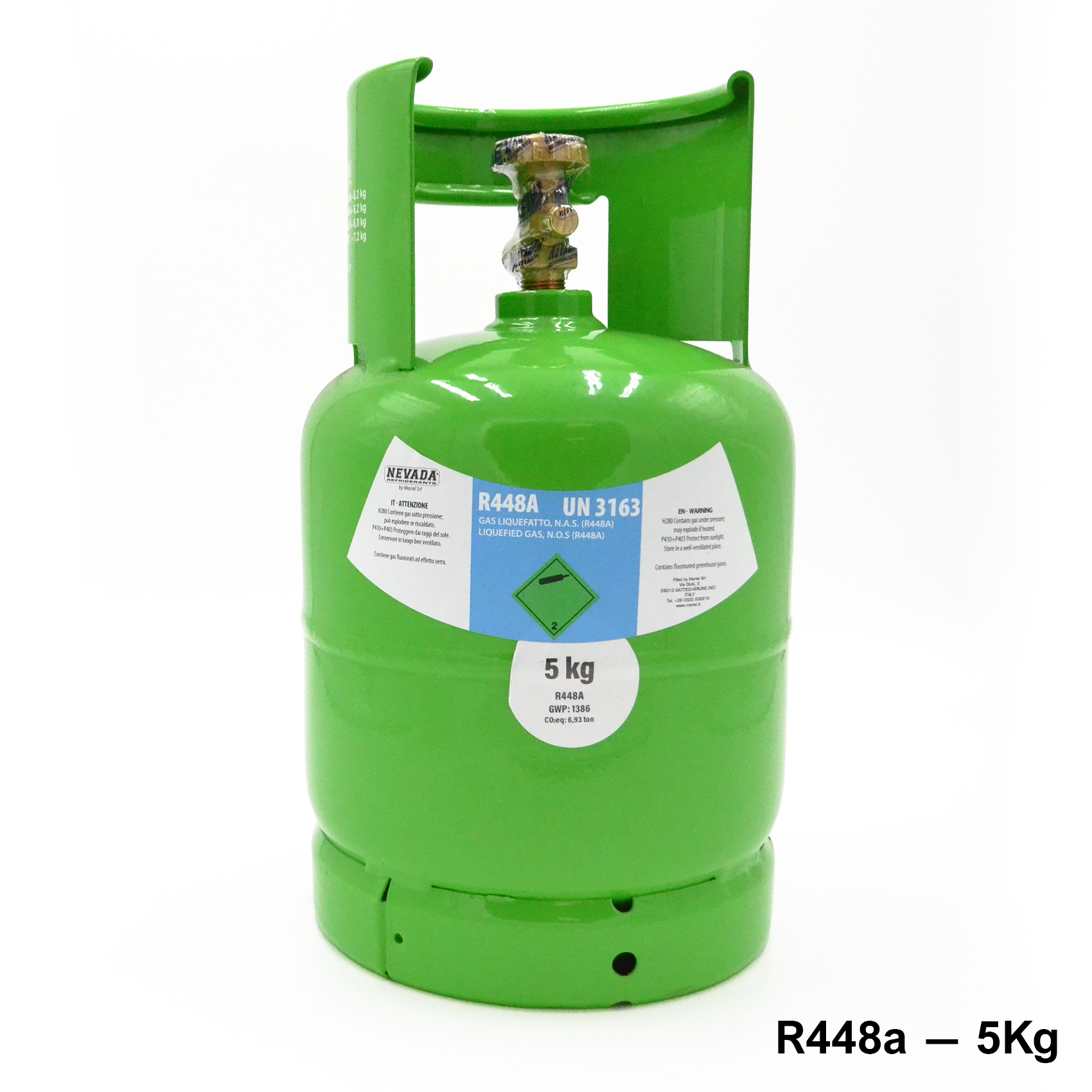Bouteille de gaz R448A - 5 kg net - faible PRG, remplace le gaz R404a pour la réfrigération