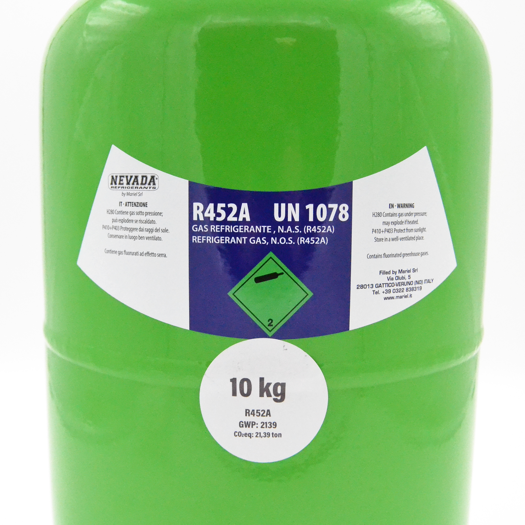 Bouteille de gaz R452A - 10 kg net à faible PRG pour remplacer le R404A et le R507