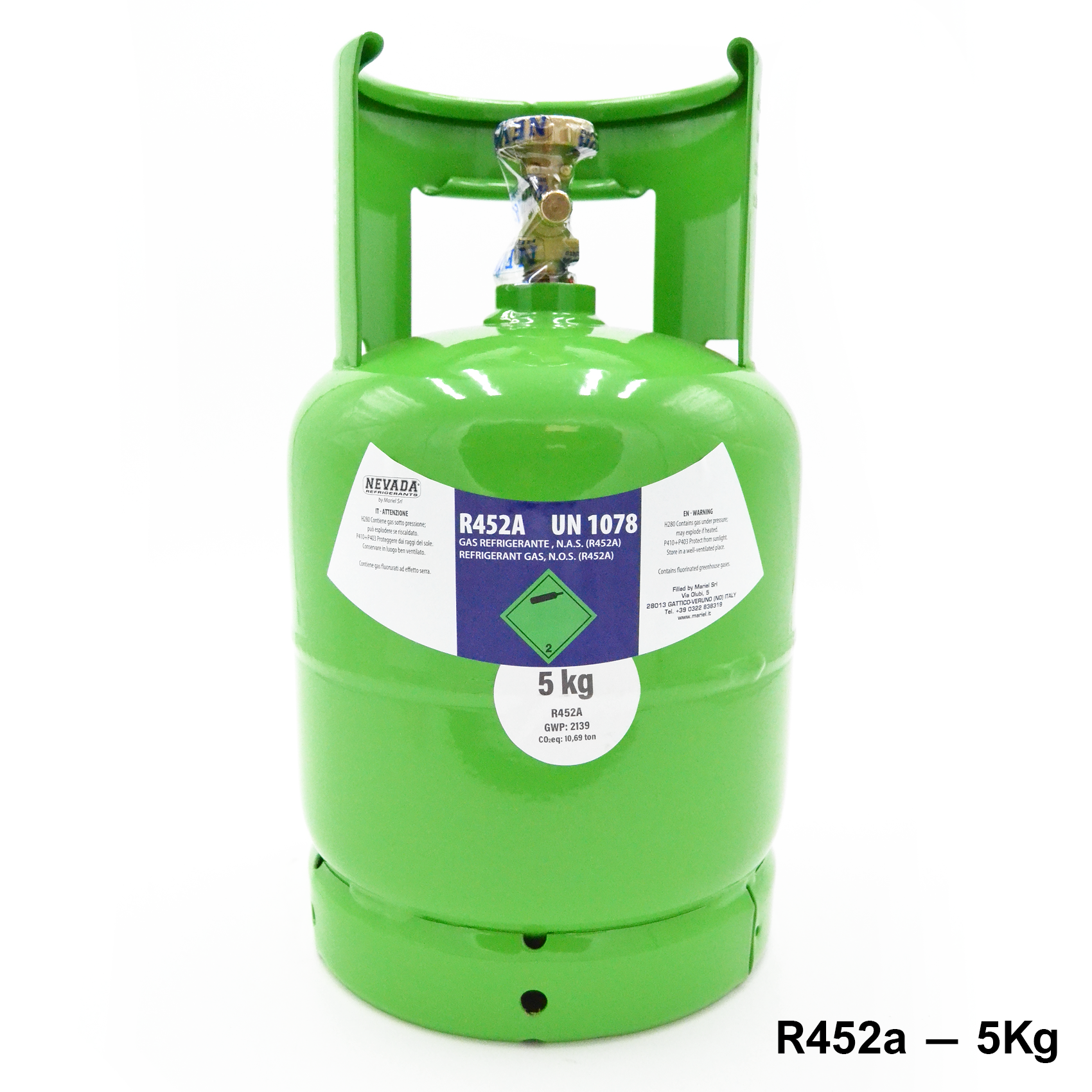 Bouteille de gaz R452A - 5 kg net, faible PRG, en remplacement des bouteilles R404A et R507