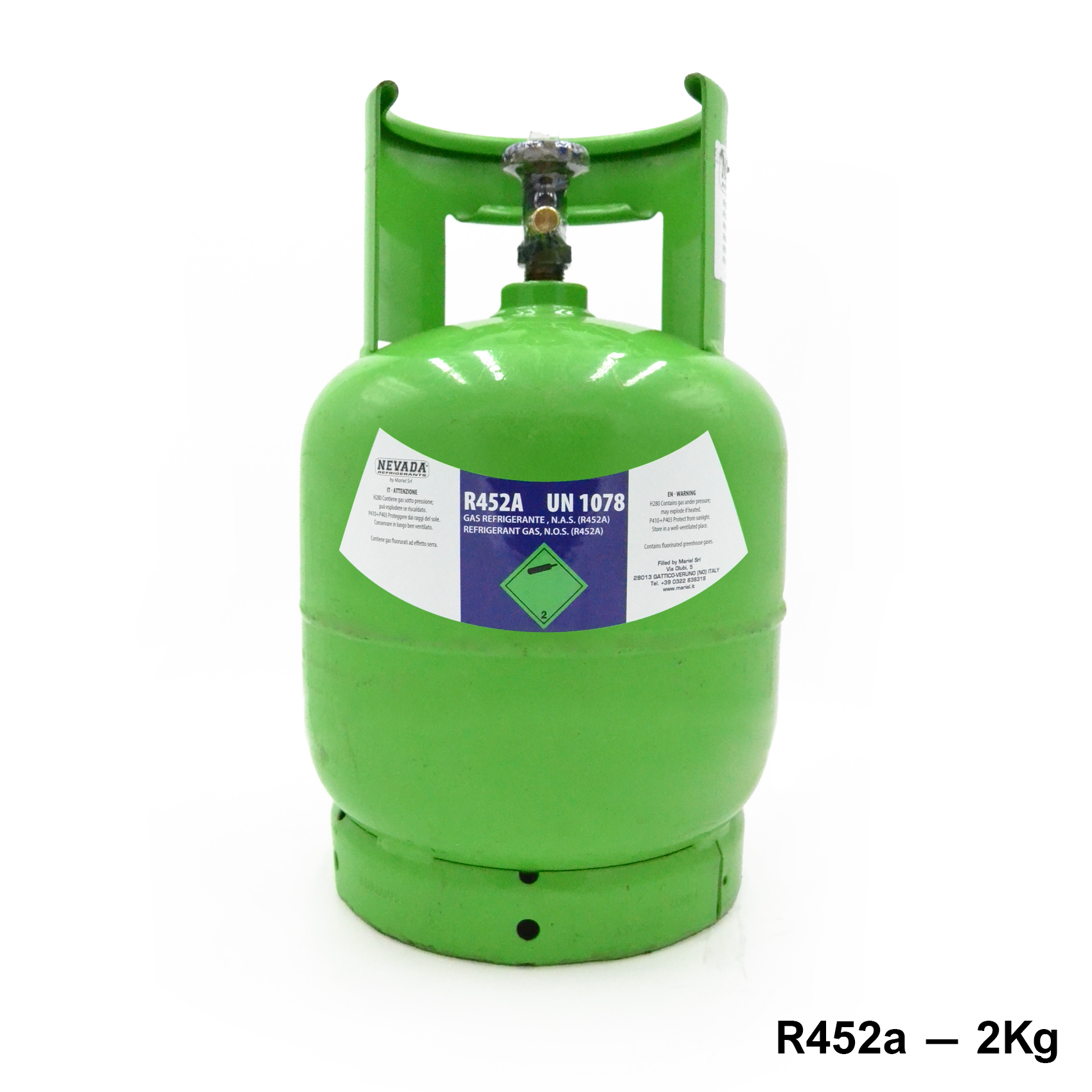 Bouteille de gaz réfrigérant R452A, 2 kg net - réfrigération