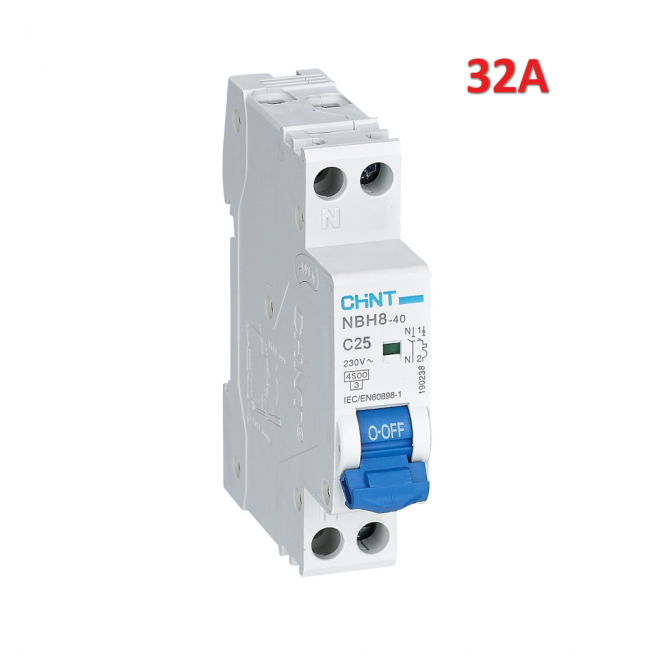 Disjoncteur 32 A NBH8-40 C32 1P + N, 4,5 kA