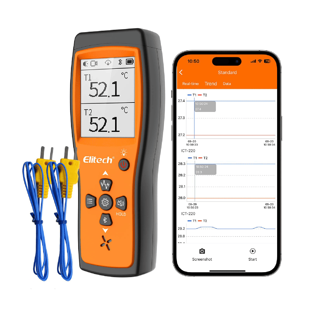 Thermomètre numérique à double sonde Elitech ICT-220 avec 2 lectures