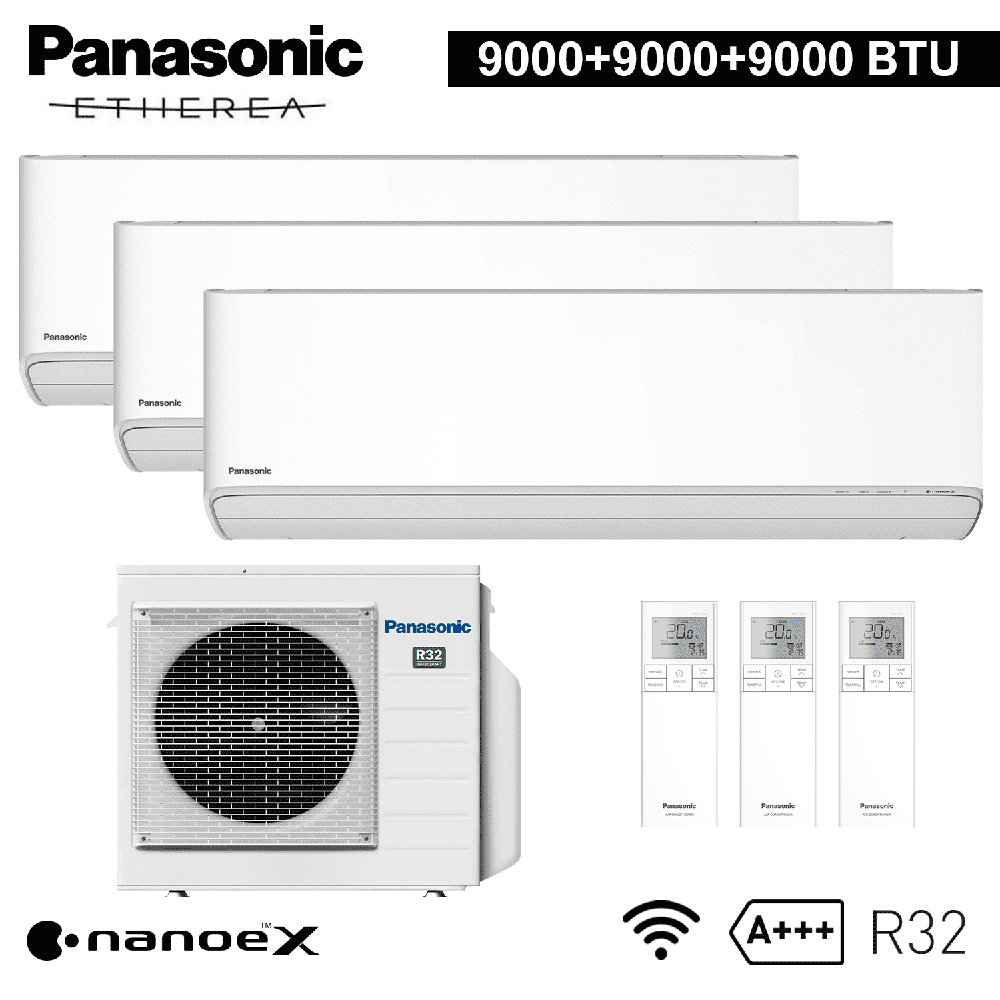 Essai de climatisation split ETHEREA R32 Panasonic 9000+9000+9000 BTU A+++ WIFI NanoeX
