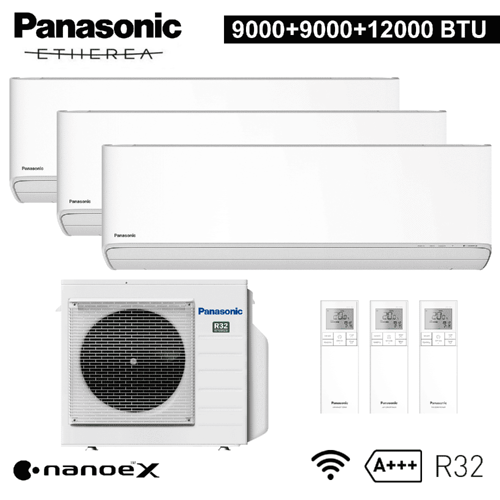 Essai de climatisation split ETHEREA R32 Panasonic 9000+9000+12000 BTU A+++ WIFI NanoeX