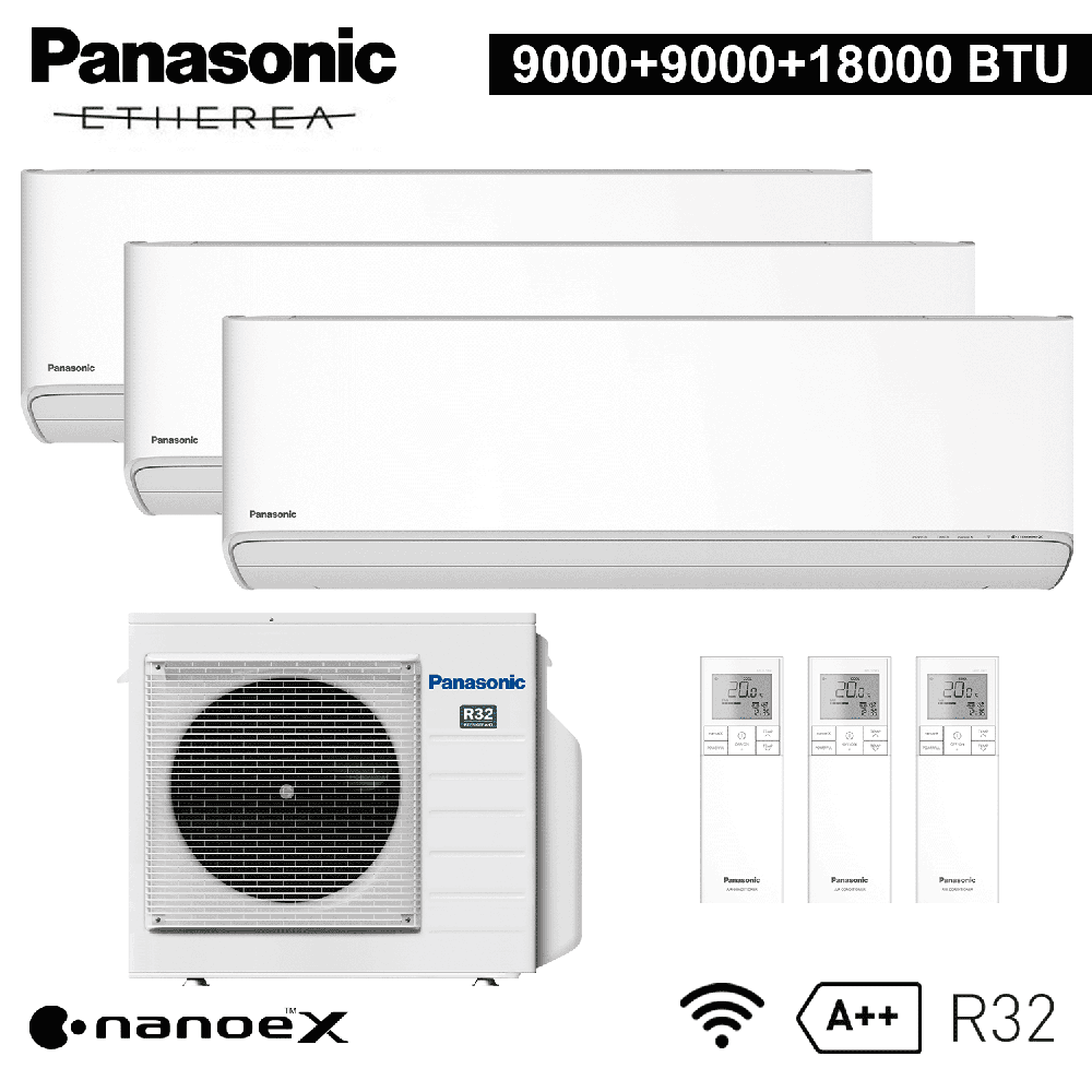 Essai de climatisation split ETHEREA R32 Panasonic 9000+9000+18000 BTU A++ WIFI NanoeX