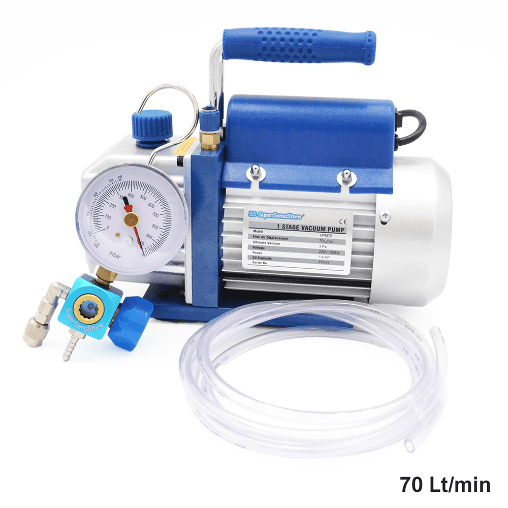 Pompe à vide de 70 l/min avec manomètre et robinet