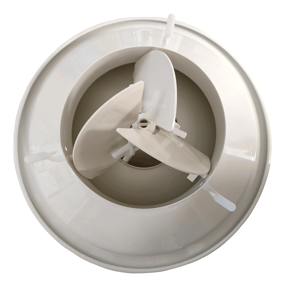 Diffuseur circulaire à cônes réglables, anémomètre, Ø 160 mm en aluminium blanc, avec clapet intégré