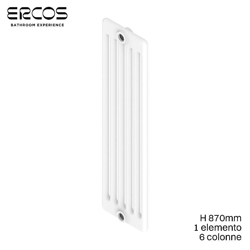 Radiateur tubulaire en acier blanc à 6 colonnes - H 870 mm - Comby Ercos
