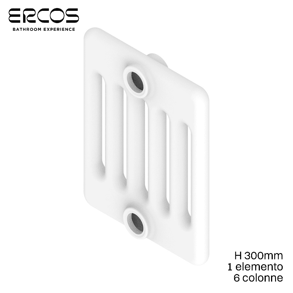 Radiateur tubulaire en acier à 6 colonnes Comby Ercos - H 300 mm