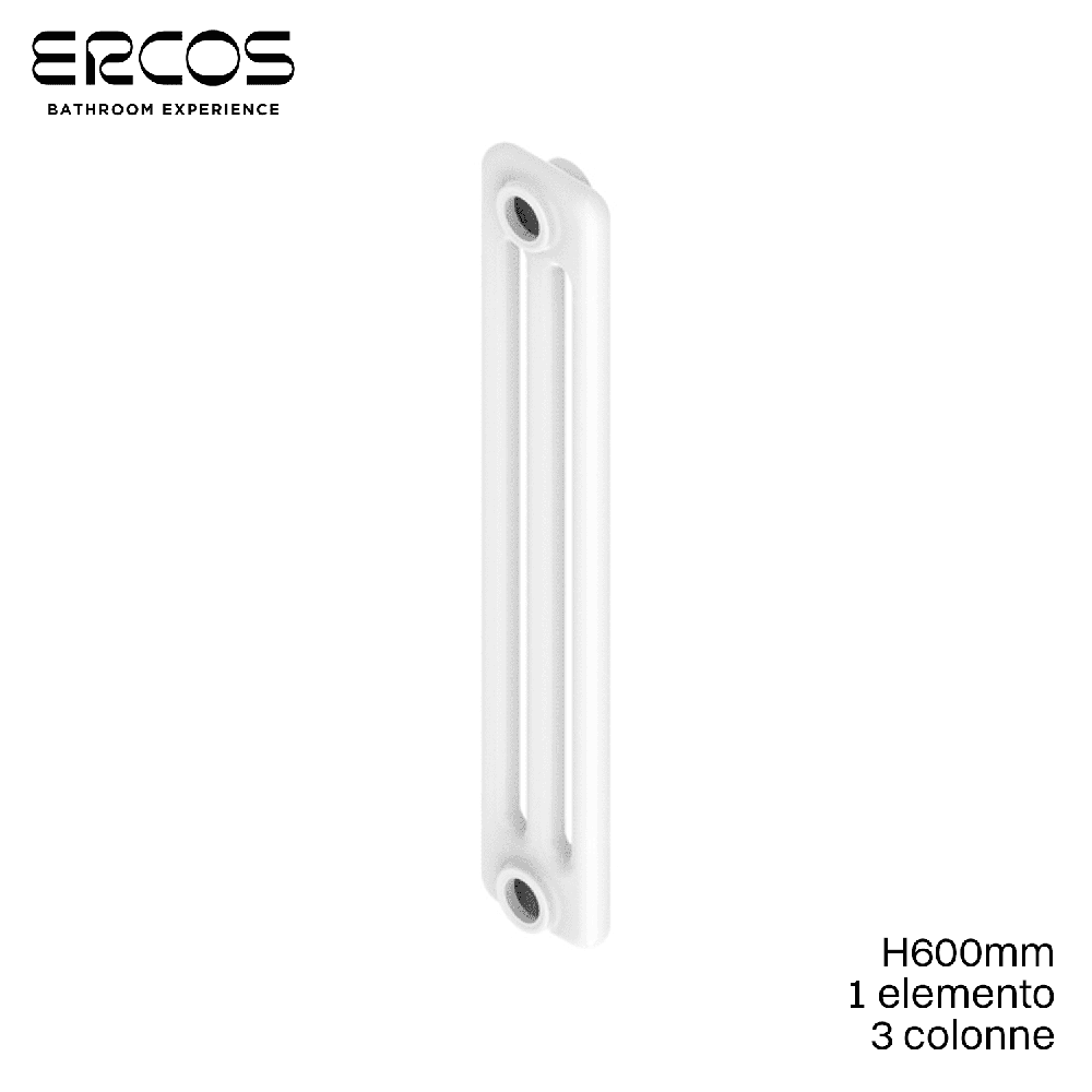 Radiateur tubulaire en acier blanc à 3 colonnes - H 600 mm - Comby Ercos
