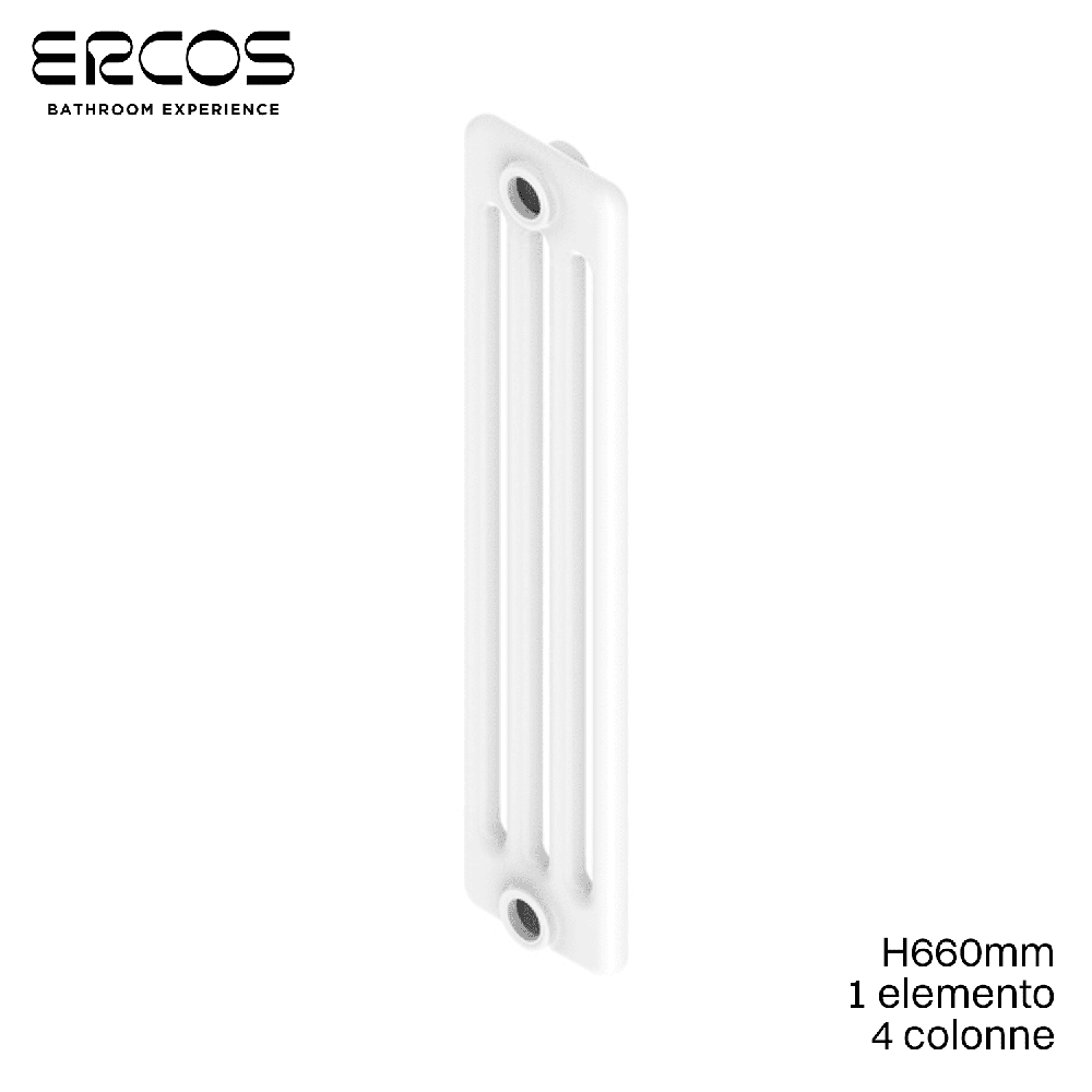 Radiateur tubulaire en acier blanc Comby Ercos à 4 colonnes - H 660, entraxe 600 mm