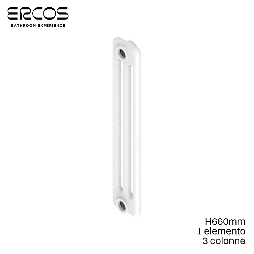 Radiateur Comby Ercos à 3 colonnes en acier tubulaire blanc - Hauteur 660 mm, entraxe 600 mm