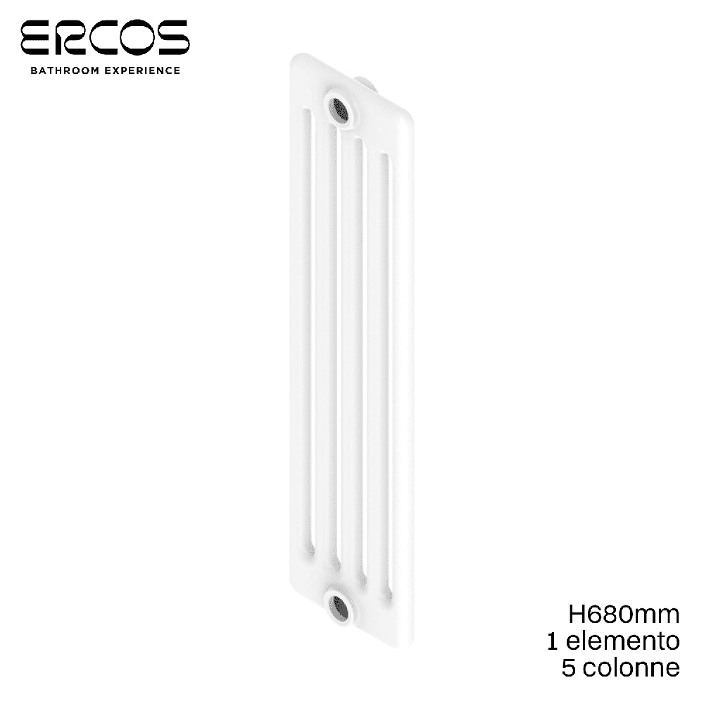 Radiateur Comby Ercos à 5 colonnes en acier tubulaire blanc - H 680 mm