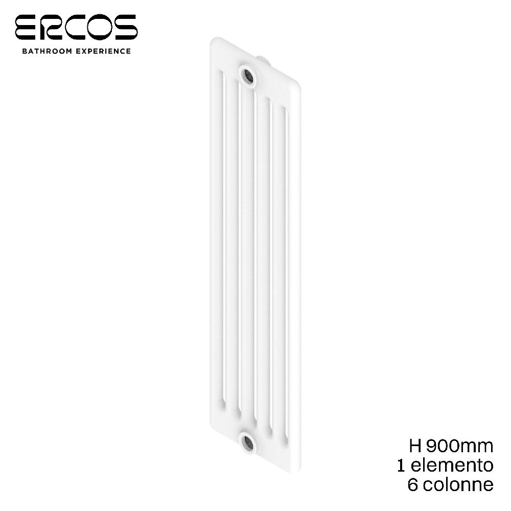 Radiateur Comby Ercos à 6 colonnes en acier tubulaire blanc - H 900 mm