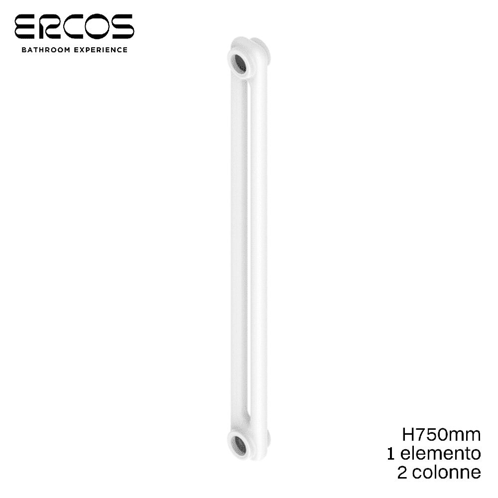 Radiateur tubulaire en acier blanc Comby Ercos à 2 colonnes - H 750 mm