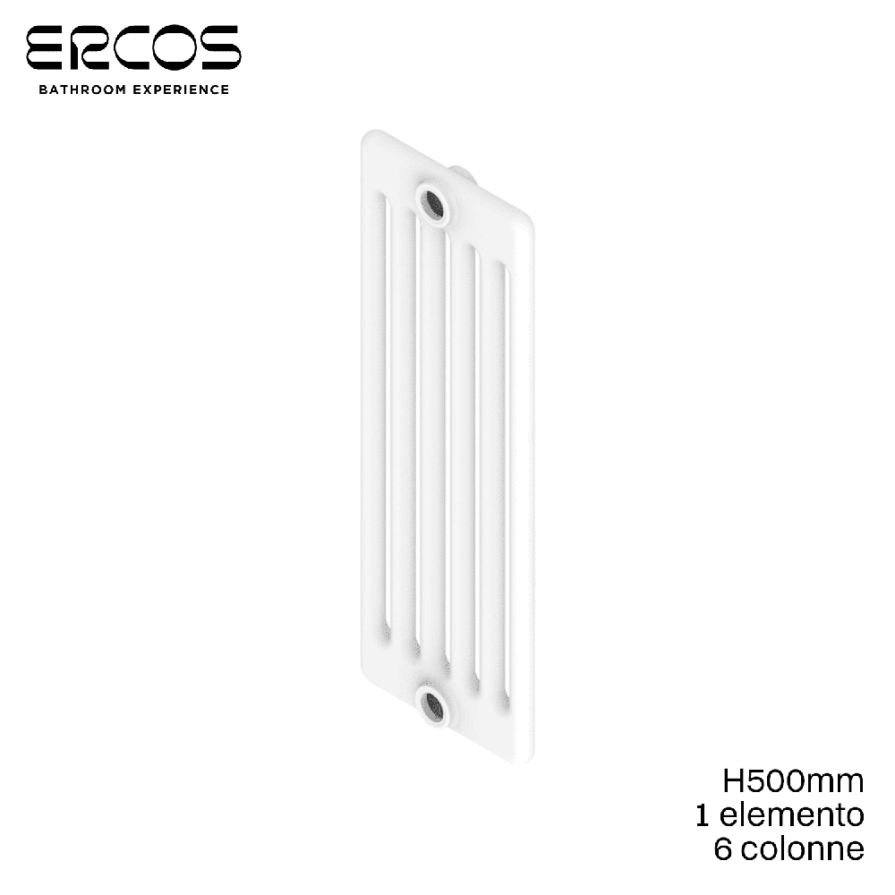 Radiateur Comby Ercos à 6 colonnes en acier tubulaire blanc - H 500 mm