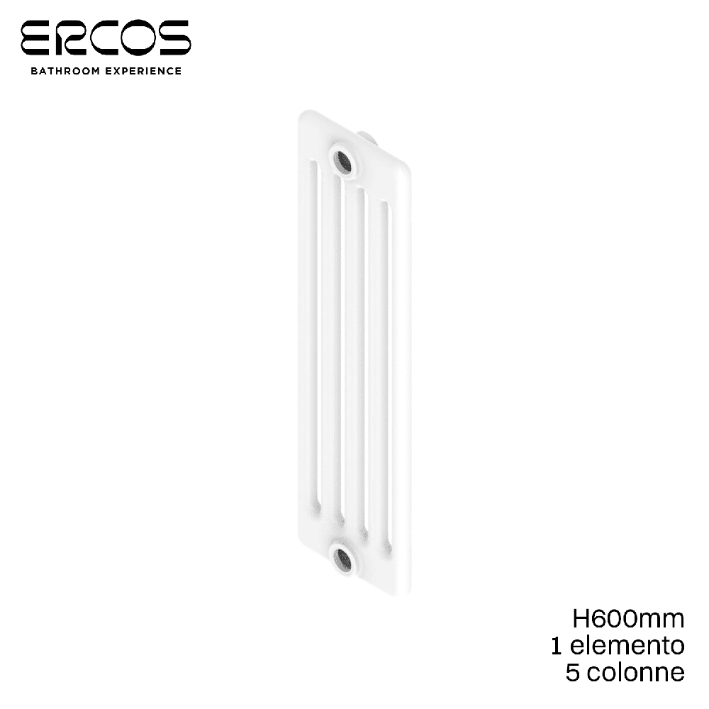 Radiateur Comby Ercos à 5 colonnes en acier tubulaire blanc - H 600 mm