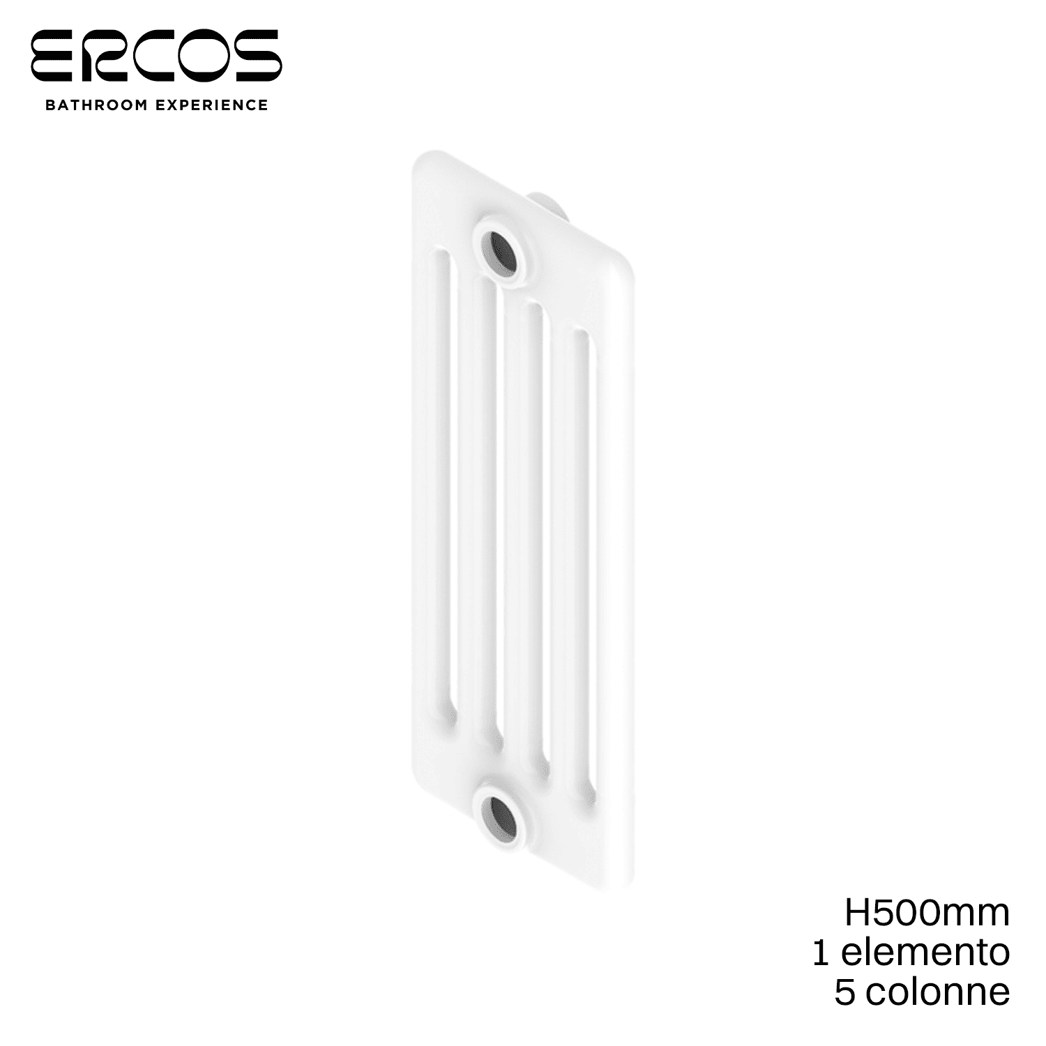 Radiateur Comby Ercos à 5 colonnes en acier tubulaire blanc - H 500 mm