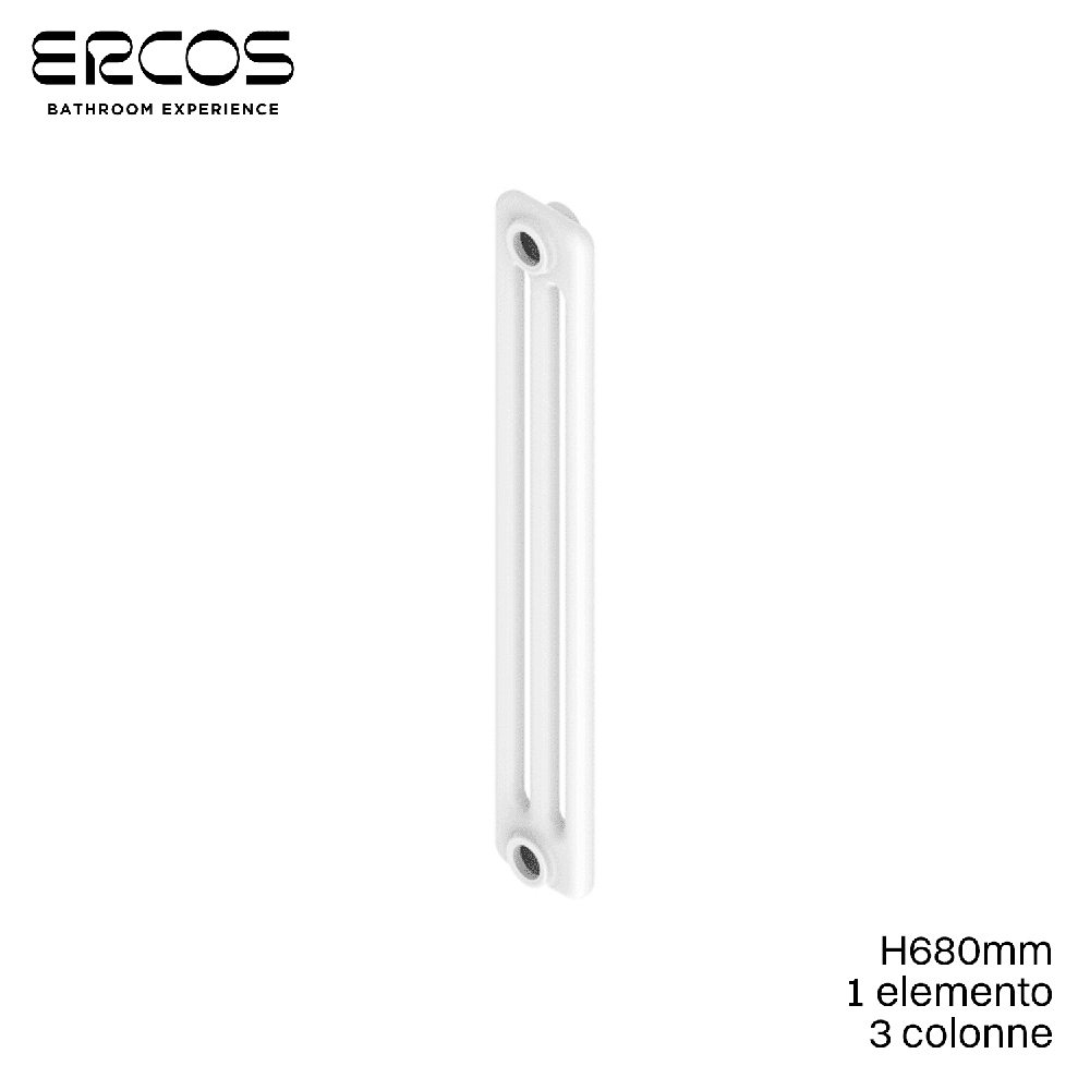 Radiateur tubulaire en acier blanc à 3 colonnes - H 680 mm - Comby Ercos
