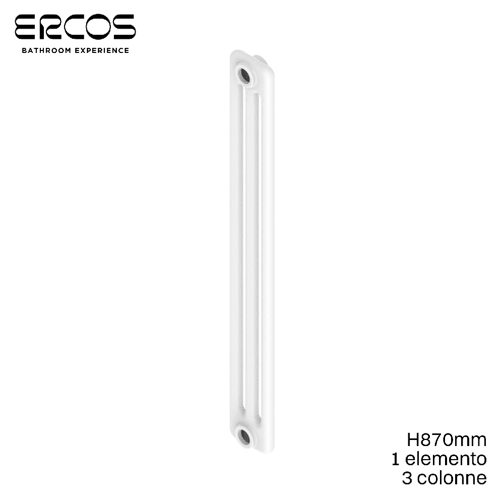 Radiateur tubulaire en acier blanc à 3 colonnes - H 870 mm - Comby Ercos