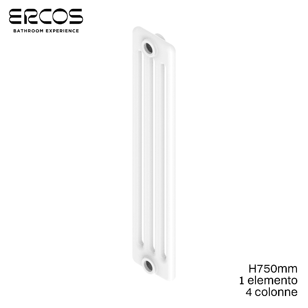 Radiateur Comby Ercos à 4 colonnes en acier tubulaire blanc - H 750 mm