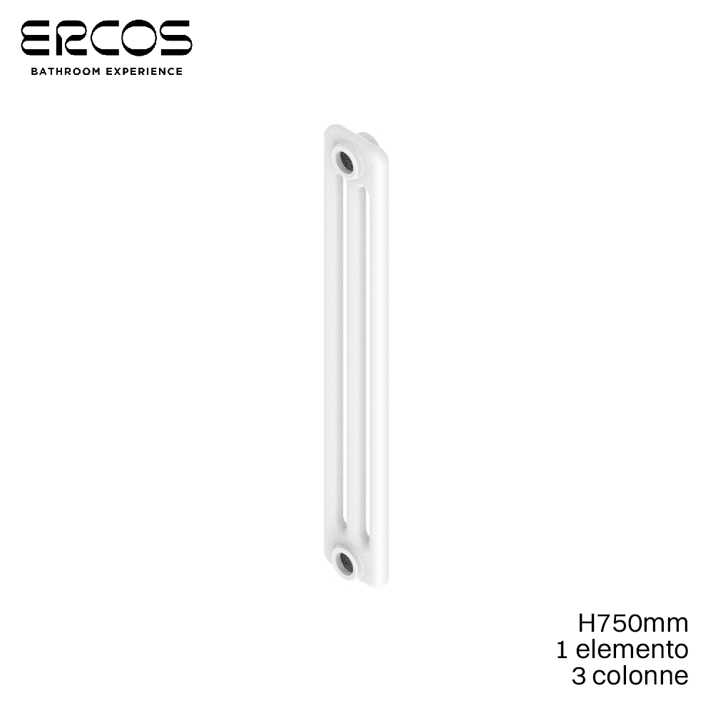 Radiateur tubulaire en acier blanc à 3 colonnes - H 750 mm - Comby Ercos