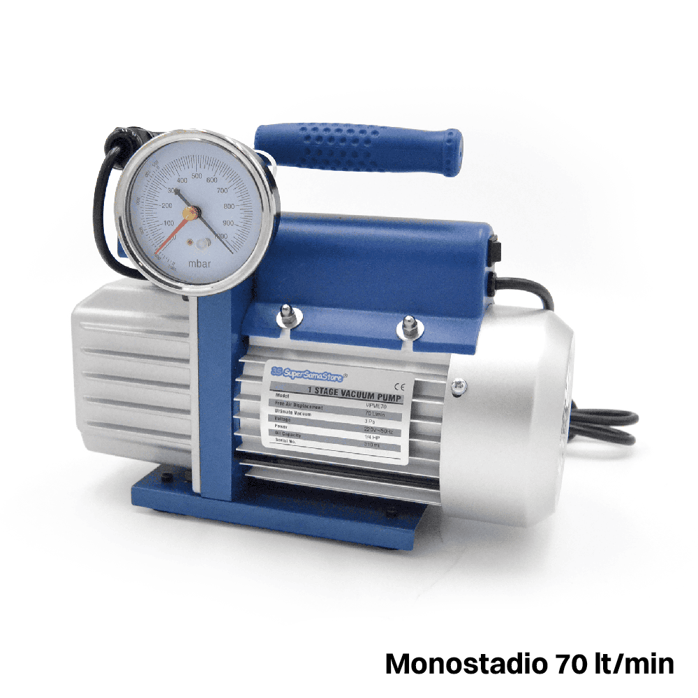 Pompe à vide mono-étagée 70 L/min avec électrovanne et manomètre à vide - VPME70