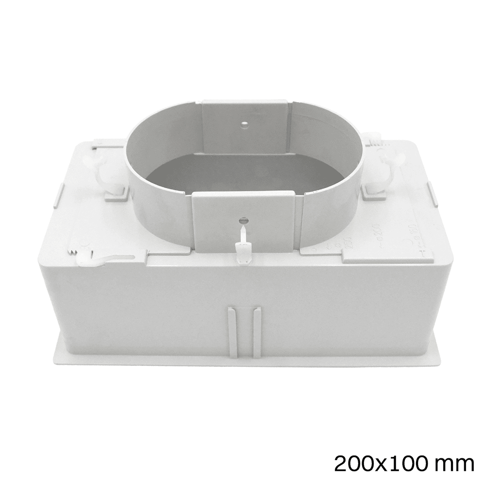 Plénum 200x100 mm en ABS avec raccord Ø125 et amortisseur