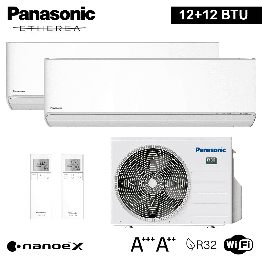 Climatiseur bi-split Panasonic ETHEREA 12+12 000 BTU R32 A+++ Wi-Fi NanoeX