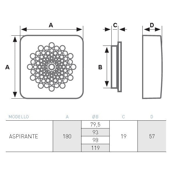 ASPIRANTE Helical Fan Fantini Cosmi - for hole Ø 80 100 120 (mm)