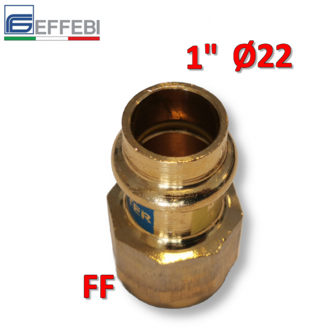 Raccord droit en bronze femelle 1'' x Ø 22 mm - Raccord en cuivre à pression UNIQUE pour eau et gaz
