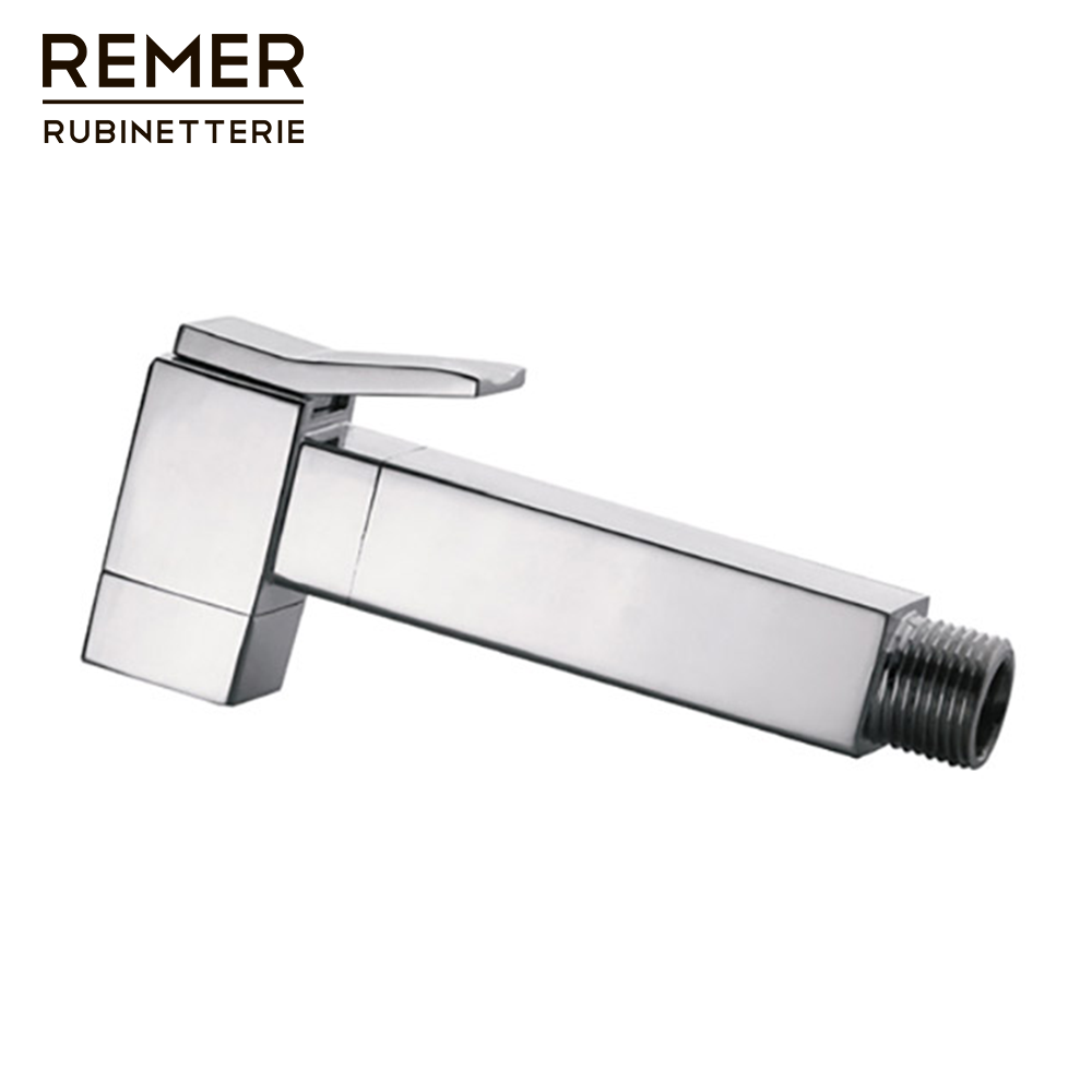 Chrome-plated brass square push-button hand shower for hydrobrush