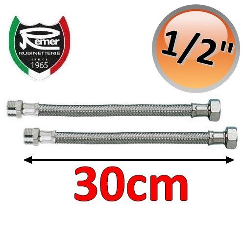 Pair of FLEXITALY water hoses 30cm - 1/2 male female