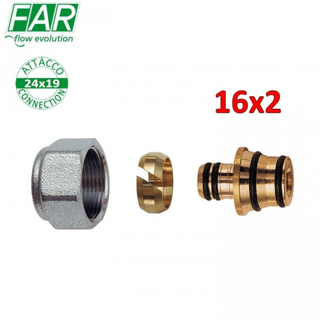 Adaptateur 24x19 pour tube multicouche Ø 16 x épaisseur 2 mm, joint par compression - FAR