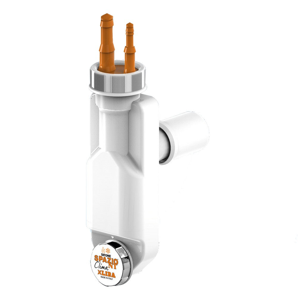 Siphon compact et inspectable à double raccordement pour la vidange des chaudières, lave-linge ou lave-vaisselle Spazio NT Clima